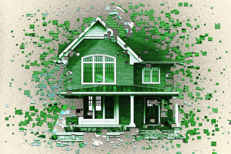 Real estate exploding house green