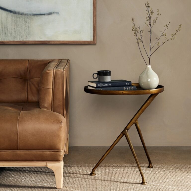 antique brass end table with three legs cantilever design cast aluminum side tables for sale online lipped tabletop edges unique traditional classic decor