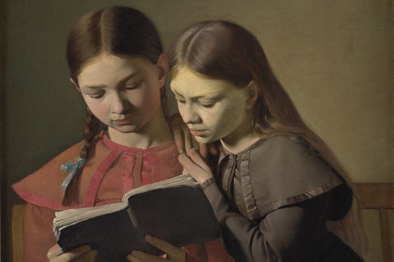 artists sisters reading a book