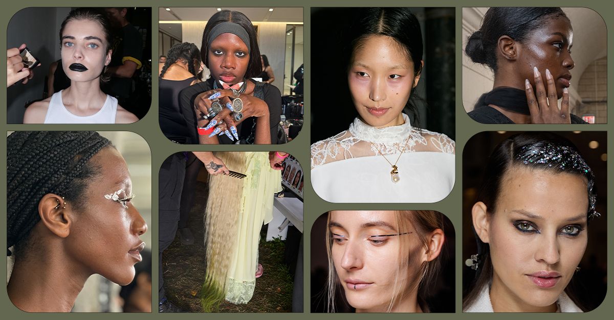 From "Touch Grass" Hair to "Dark Fairy" Glam—the NYFW Beauty Trends I'm Obsessing Over RN