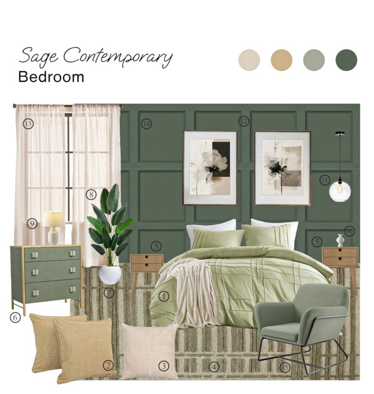 contemporary sage bedroom