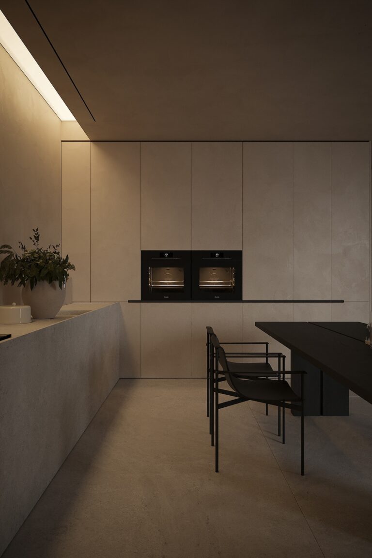 kitchen and dining with built in appliances