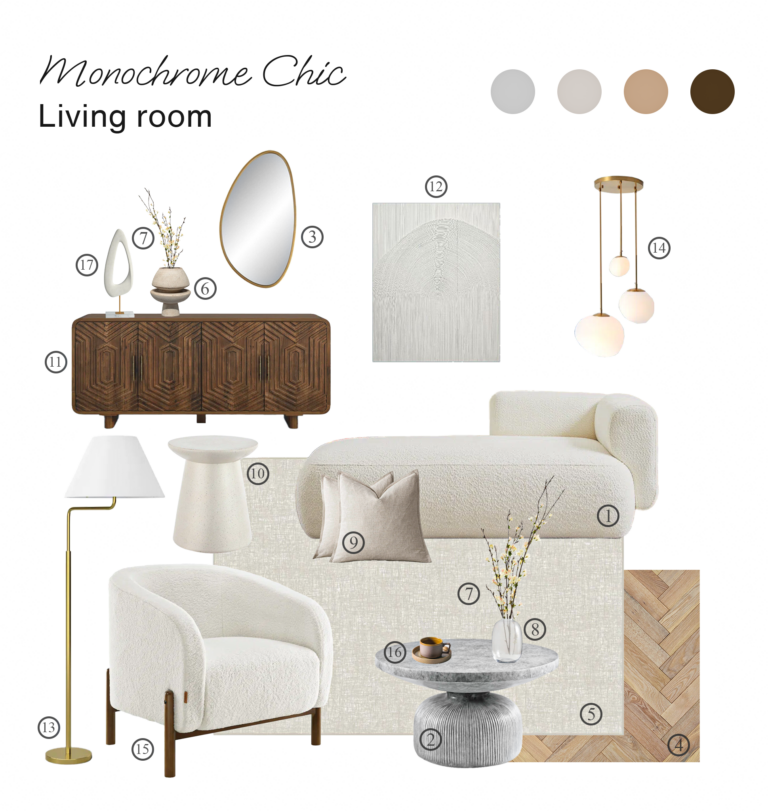 Monochrome Chic Living room Board 1