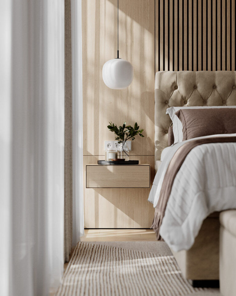 sleek wall mounted wooden nightstand